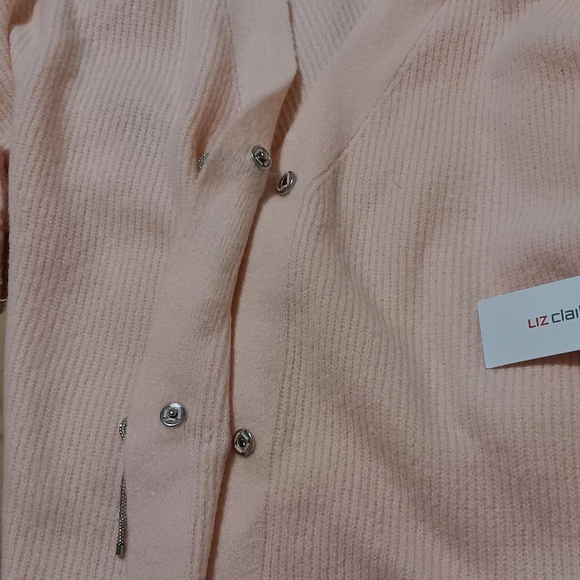 Liz Claiborne Women Vneck Sweater Button Down Pink SzXL - Picture 4 of 11